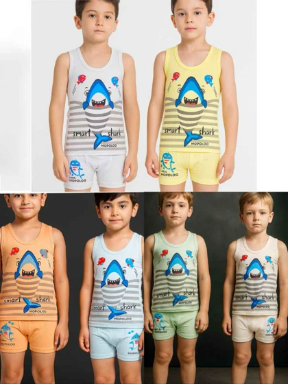 ست شورت زیرپوش پسرانه طرح کوسه