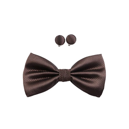 ست پاپیون و دکمه سرآستین قهوه ای 7145