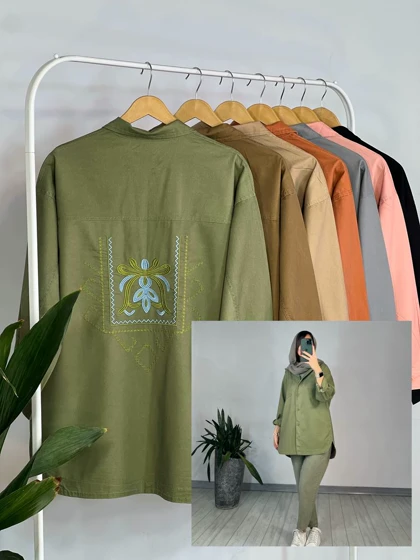 مانتو جین رنگی گلدوزی