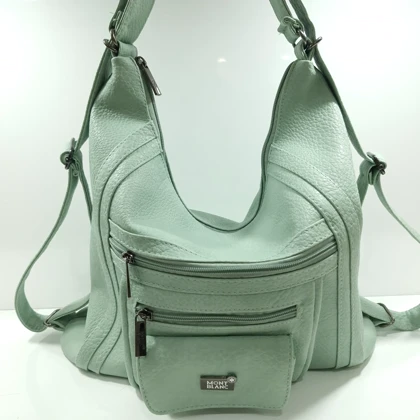 کیف شانه ای MONT BLANC با قابلیت کوله شدن پسته ای رنگ