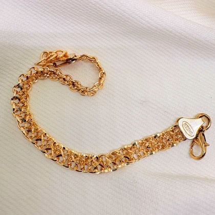 دستبند برند شین مدل «ابریشم طلایی» | با آبکاری طلای 24 عیار و بافت متراکم