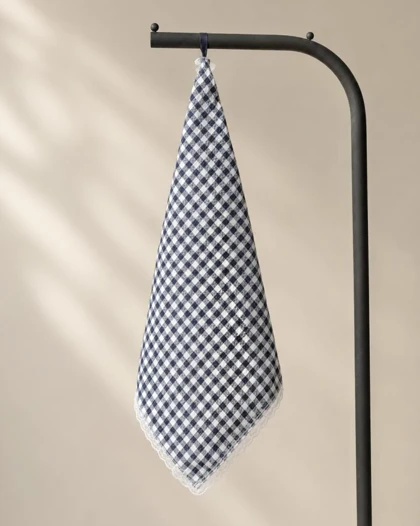 دستمال تور دوزی سرمه ای کد 29605