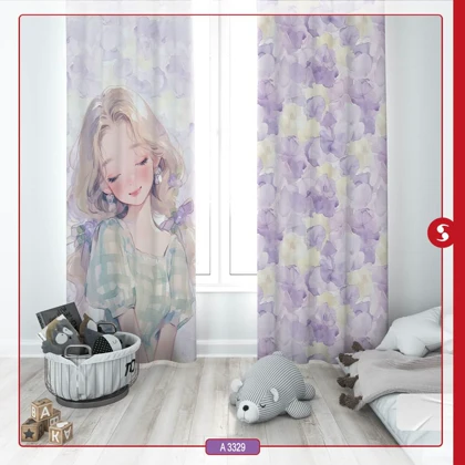 پرده پانچی اتاق کودک برند مینوریا طرح دخترانه کد p-511