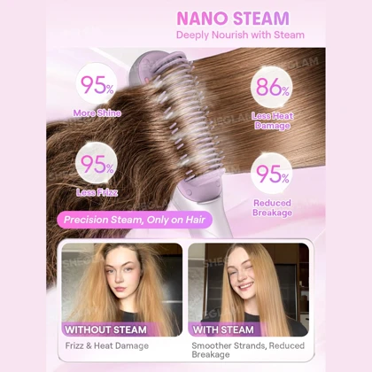 برس حرارتی بخاردار مو شیگلم SHEGLAM اصل مدل SGH-SSBP-01 با 12 سطح دما