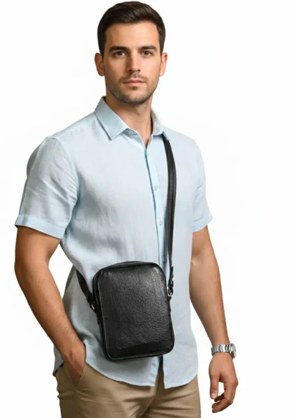 کیف دوشی چرم طبیعی شروین