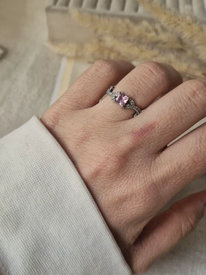 انگشتر جواهری فری سایز کالکشن صورتی