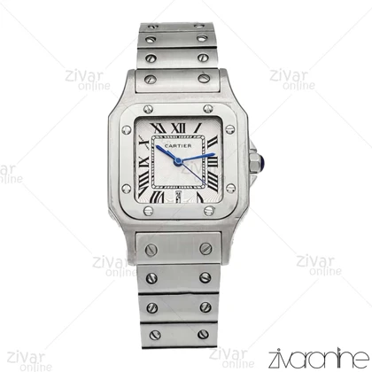 ساعت کارتیر زنانه مدل سانتوس سیلور صفحه سفید 105958