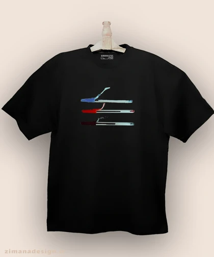 تیشرت لش مردانه و زنانه نوستالژی طرح خودکار جویده شده