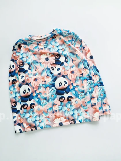 ست بلوز و شلوار مخمل طرح پاندا و گل