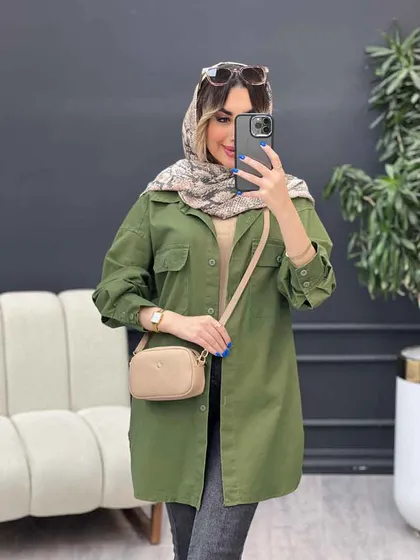 مانتو جین رنگی آستین دو دکمه