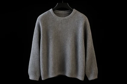 پلیور بافتنی لش باکسی یقه گرد طوسی روشن شیک فری سایز لش