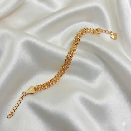 دستبند برند شین مدل «ابریشم طلایی» | با آبکاری طلای 24 عیار و بافت متراکم