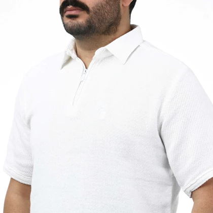 پولوشرت نیم زیپ حصیری مردانه مدل 6511646