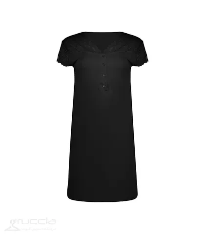 پیراهن راحتی نخ و دانتل Neev نیو مناسب شیردهی کد 4047 مشکی Black