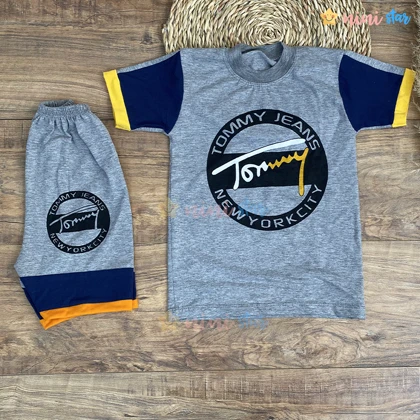تیشرت شلوارک پسرانه tommy خاکستری تیره