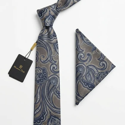 کراوات و پوشت دستدوز طرح موتیف بزرگ برند Massimo Dutti