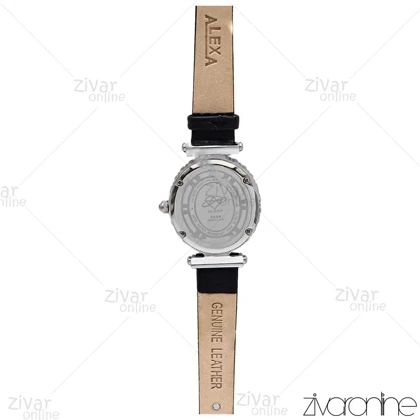 ساعت الکسا اسپشیال A2008 زنانه قاب سیلور دور نگین بند چرمی 106218