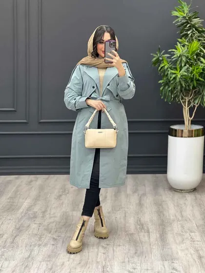 بارانی بلند ژیله دو دکمه