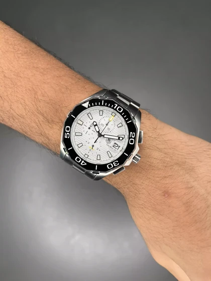 ساعت مچی تگ هویر کورنوگراف بند سیلور صفحه سفید Tag Heuer