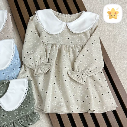 پیراهن دخترانه گل‌دار یقه ب برند MANELY