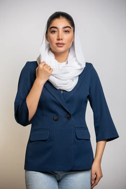 کت زنانه یقه بلیزر آستین 3ربع