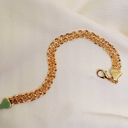 دستبند برند شین مدل «ابریشم طلایی» | با آبکاری طلای 24 عیار و بافت متراکم