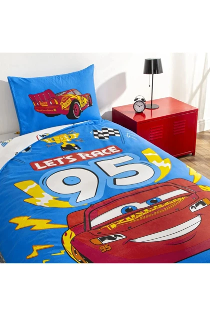 سرویس روتختی یک نفره Taç مدل Disney Cars Let' s Race پنبه - چندرنگ
