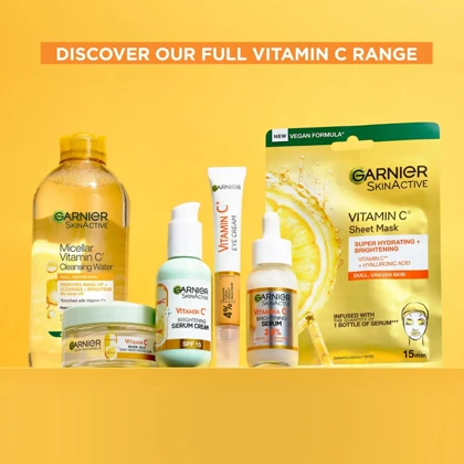 ژل شستشوی صورت گارنیه، مدل Vitamin C پاک‌کننده روشن‌کننده و ضد لک حجم 200ml