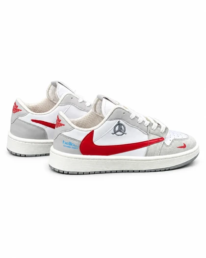 کفش کتانی مردانه مدل نایکی ترویس طوسی سفید قرمز Nike travis