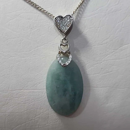 گردنبند سنگ طبیعی آکوامارین با آویز نقره (بدون زنجیر)