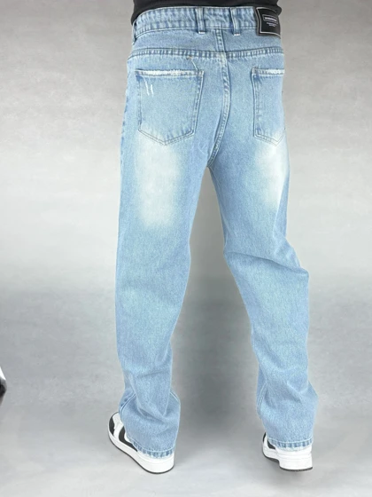 شلوار نیم بگ مردانه آبی ساده 19