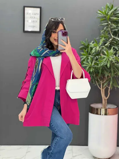 مانتو لینن آستین بند ضربدری