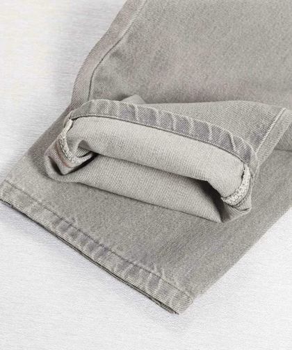 شلوار جین مام فیت مردانه طوسی 0804