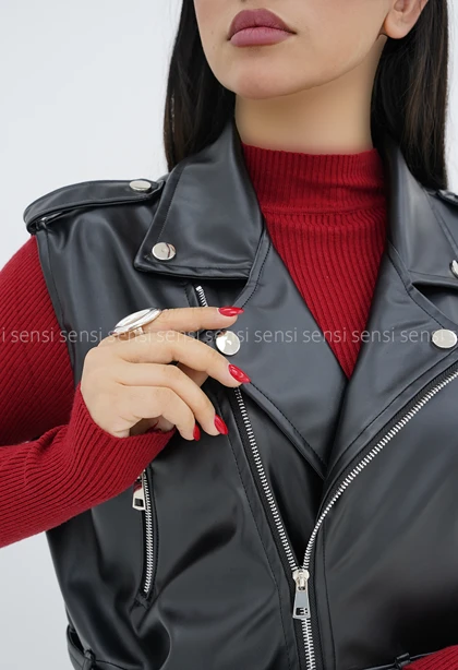 وست زنانه چرم جلو زیپ کد1006702