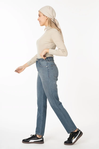 شلوار جین زنانه اسلیم استریت(راسته اسلیم) آبی کثیف شور جک پات رویال جینroyal jeans