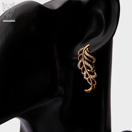 گوشواره برگ سرخس طلایی ژوپینگ