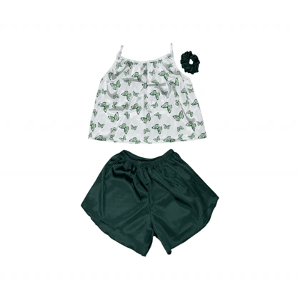 ست نیم‌تنه و شلوارک طرح پروانه 081