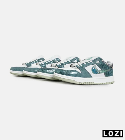 کفش کتانی مردانه و زنانه سبز سفید NIKE dunk low steam puppet مدل 7222