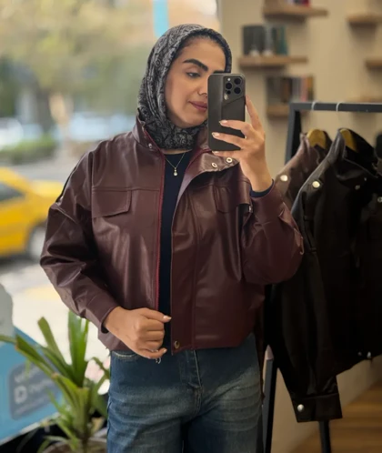 بامبر جکت چرم آستر دار_4312