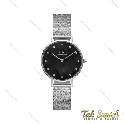 ساعت دنیل ولینگتون سیلور زنانه صفحه صدف مشکی نگین‌دار DW-4307-28-L