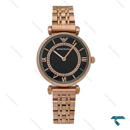 امپریو آرمانی زنانه رزگلد صفحه مشکی خورشیدی Armani-8003-L