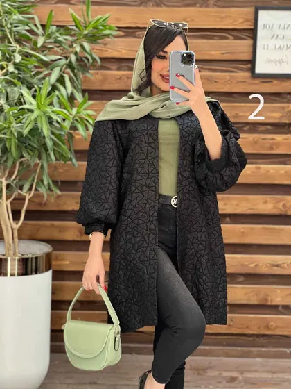 مانتو طرح دار آستین پفی