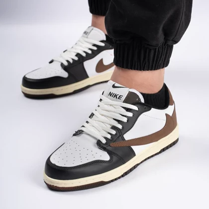 کفش کتانی اسپرت مردانه رنگ سفید مشکی مدل نایک NIKE Jordan 1 low