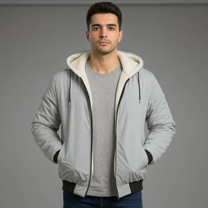 کاپشن ضدآب داخل خزتدی-طوسی ویژه