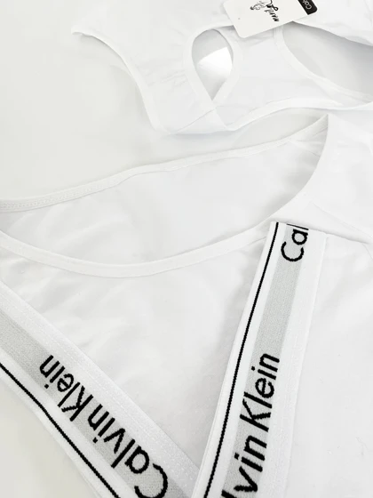 ست نیم‌تنه کاپ‌دار و شورت اسلیپ نخ پنبه کلوین کلاین Calvin Klein