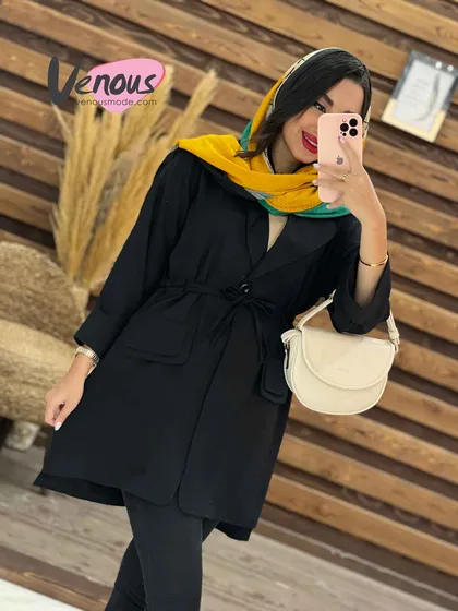 مانتو تک دکمه کمرگت دار