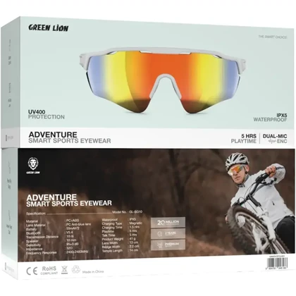 عینک هوشمند ورزشی گرین لاین Green Lion مدل GNADVSPGLBK با محافظ UV400