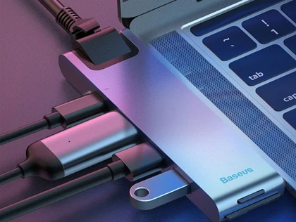 هاب 7 پورت تایپ سی بیسوس Baseus Thunderbolt 7 in 1 HUB 100W CAHUB-L0G