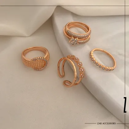 انگشتر زنانه حلقه ازدواج سه قطعه