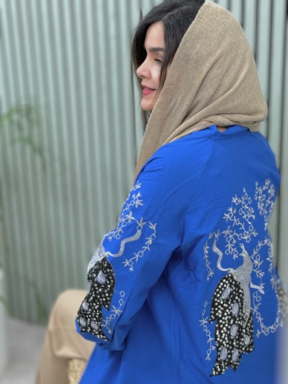 شومیز مانتویی گلدوزی طاووس